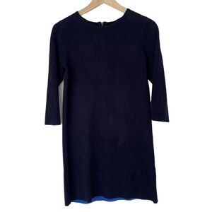 TWIK BLUE TUNIC LENGTH VISCOSE BLEND TOP/SHEATH DRESS W/ BACK ZIPPER DETAIL, XS